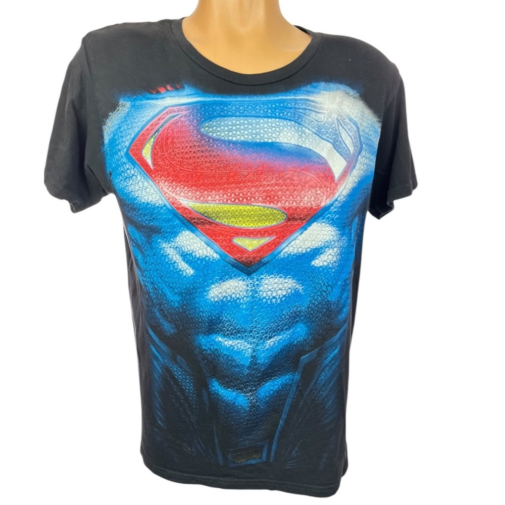 DC Comics Black Superman Tee - Red, Blue, White